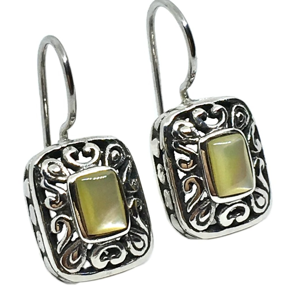Drop Earrings Sterling Silver Ornate Filigree